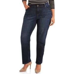 Terra & Sky Women’s Plus Dark Wash Straight Leg Tummy Control Jeans Size 22W NWT